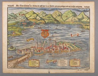 Bild vergr��ern: Kolorierter Holzschnitt aus einer deutschen Ausgabe der Kosmographie des Sebastian M�nster (Stadtmuseum Lindau, Graphische Sammlung)