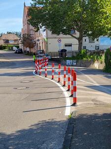 Bild vergr��ern: Flexible Posten markieren und sch�tzen nun den Gehweg.