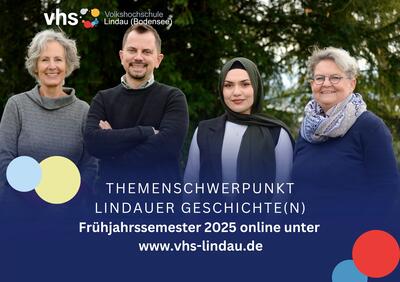 Bild vergr��ern: Das Team der vhs, Sabina Stocker, Mario Frick, Emel K�c�kosman und Karin H�rmann (v. l. n. r.), freut sich auf das Fr�hjahrssemester 2025.