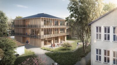 Bild vergr��ern: So soll das neue Betreuungsgeb�ude in Aeschach einmal aussehen.